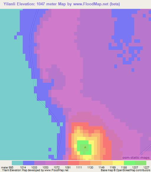 Yilanli,Turkey Elevation Map