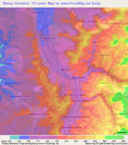Wassy,France Elevation Map