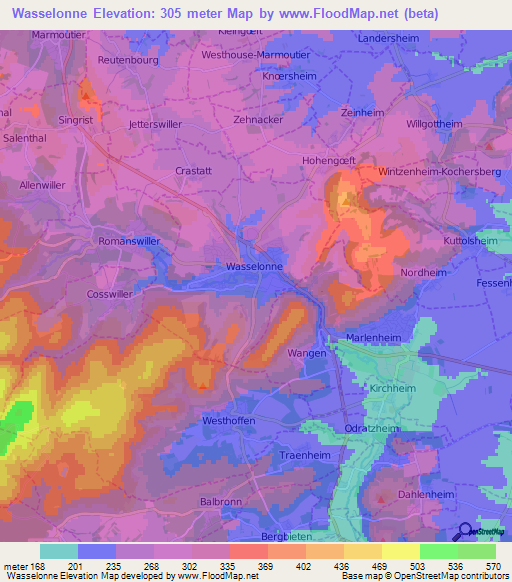 Wasselonne,France Elevation Map