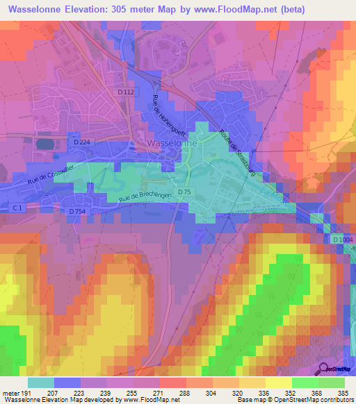 Wasselonne,France Elevation Map