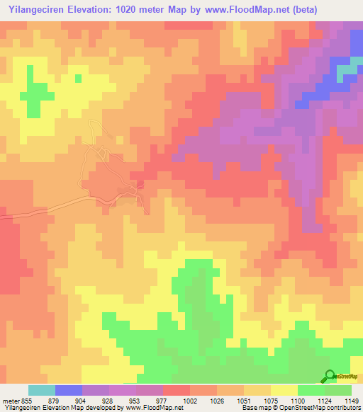 Yilangeciren,Turkey Elevation Map