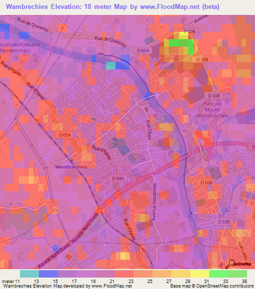 Wambrechies,France Elevation Map