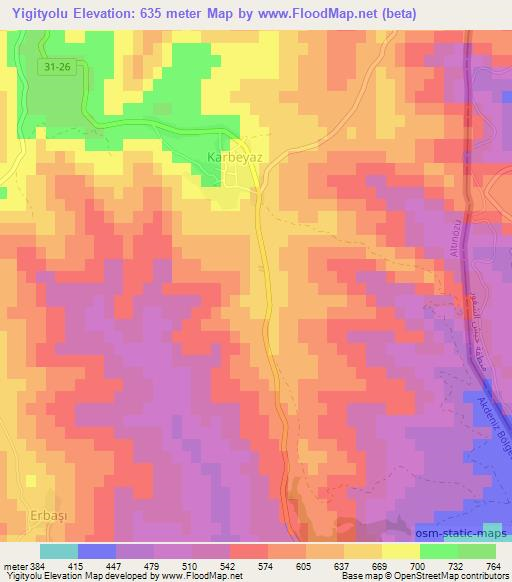 Yigityolu,Turkey Elevation Map