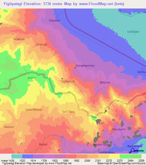 Yigityatagi,Turkey Elevation Map