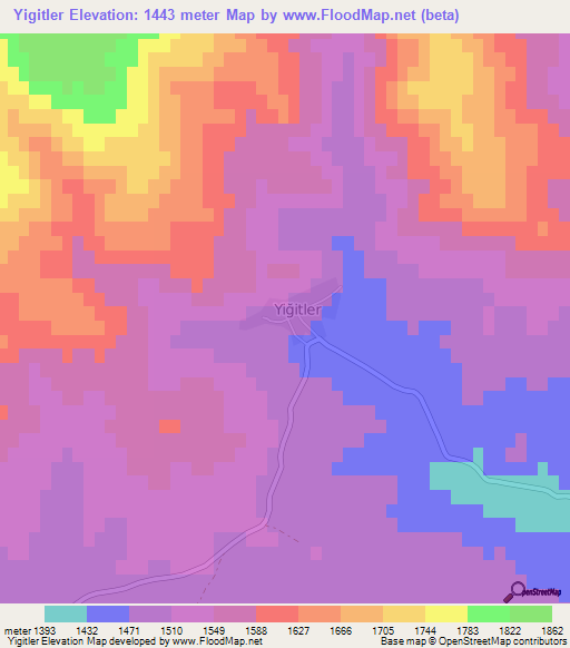 Yigitler,Turkey Elevation Map