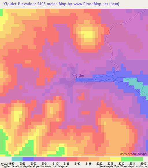 Yigitler,Turkey Elevation Map