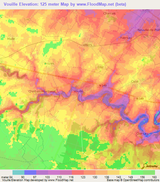Vouille,France Elevation Map