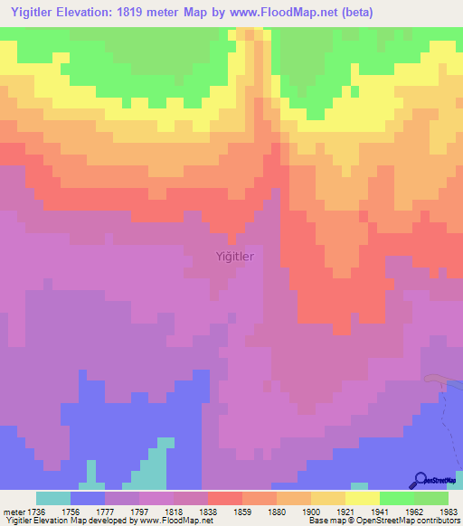 Yigitler,Turkey Elevation Map