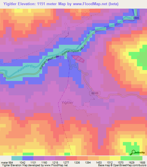 Yigitler,Turkey Elevation Map