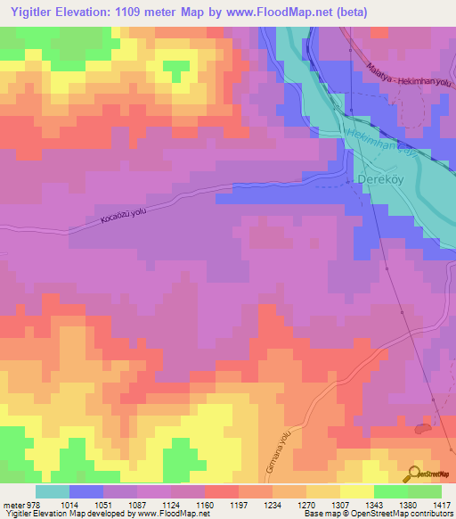 Yigitler,Turkey Elevation Map