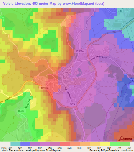 Volvic,France Elevation Map