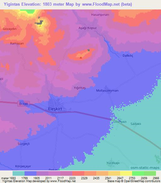 Yigintas,Turkey Elevation Map