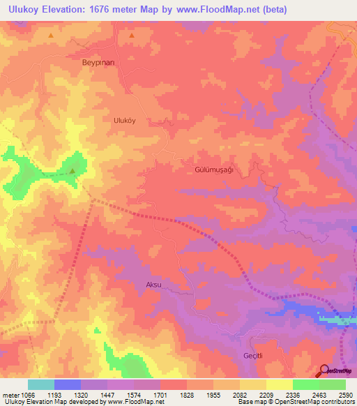 Ulukoy,Turkey Elevation Map