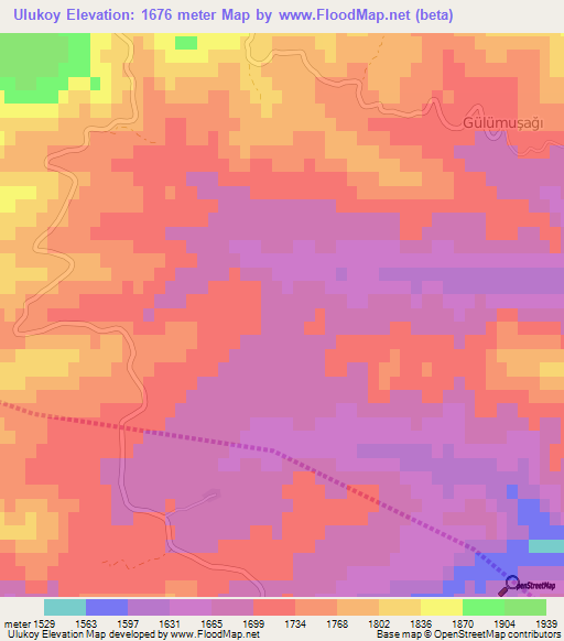 Ulukoy,Turkey Elevation Map