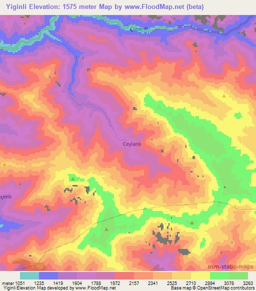 Yiginli,Turkey Elevation Map