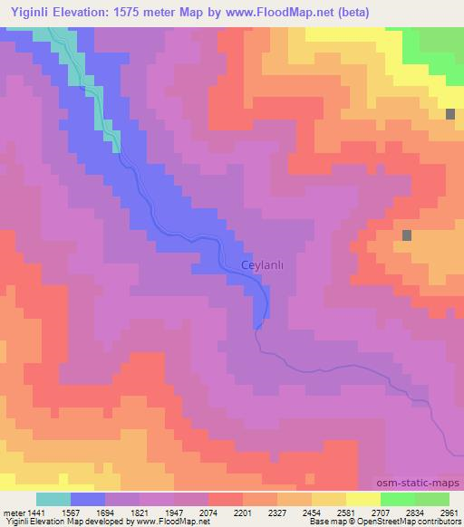 Yiginli,Turkey Elevation Map