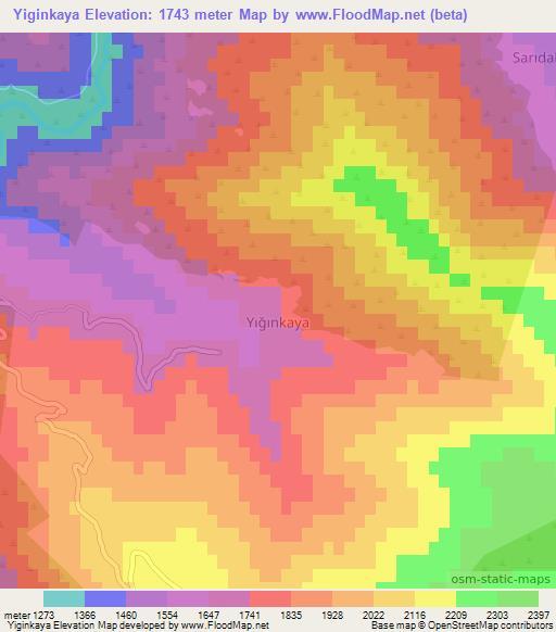 Yiginkaya,Turkey Elevation Map