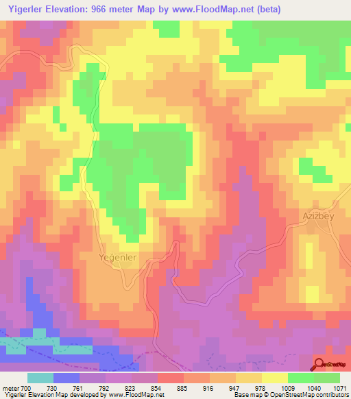 Yigerler,Turkey Elevation Map