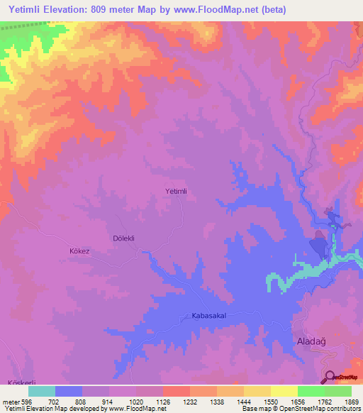 Yetimli,Turkey Elevation Map