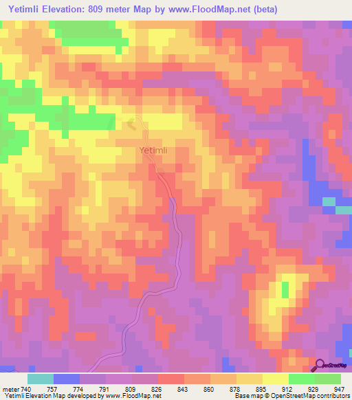 Yetimli,Turkey Elevation Map