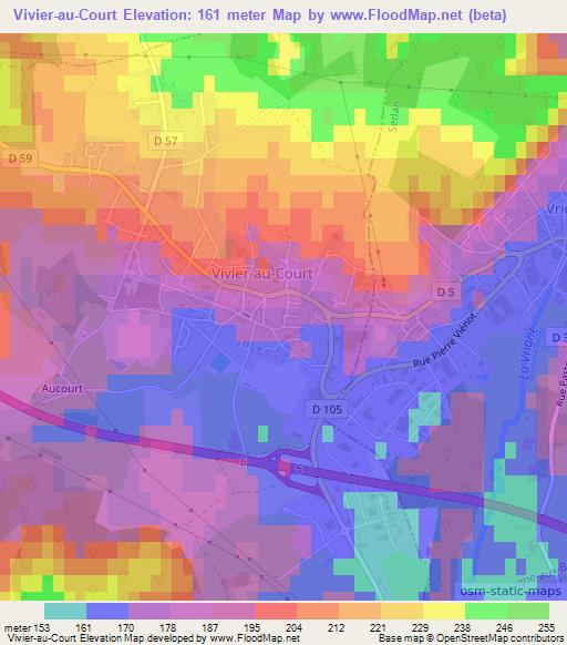 Vivier-au-Court,France Elevation Map