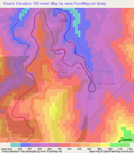 Vivario,France Elevation Map