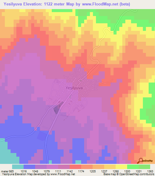 Yesilyuva,Turkey Elevation Map