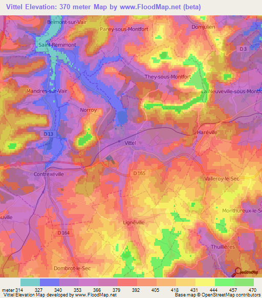 Vittel,France Elevation Map