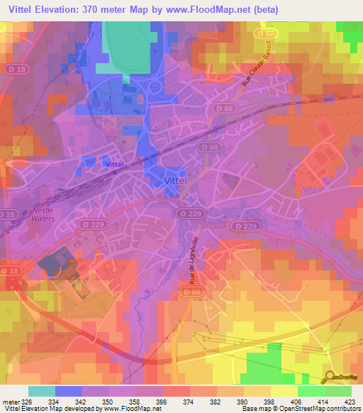 Vittel,France Elevation Map