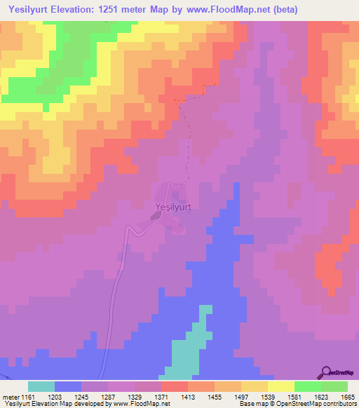 Yesilyurt,Turkey Elevation Map