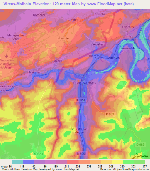 Vireux-Molhain,France Elevation Map