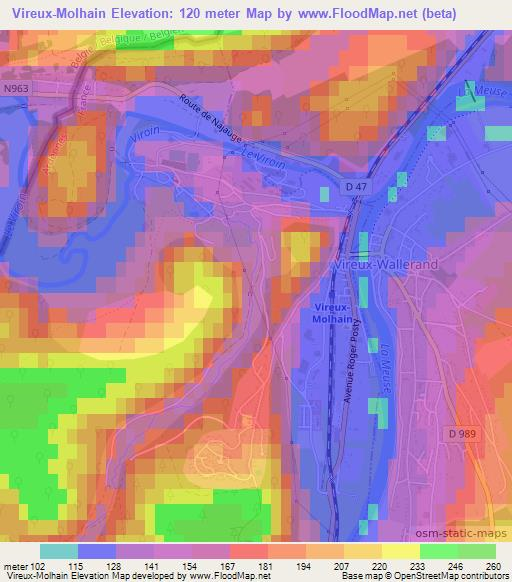 Vireux-Molhain,France Elevation Map