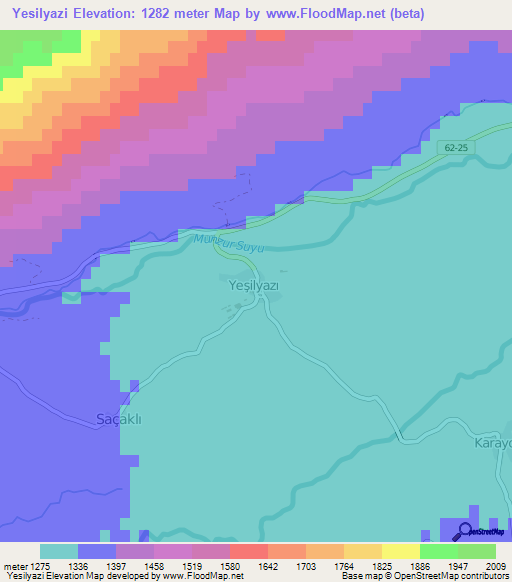 Yesilyazi,Turkey Elevation Map