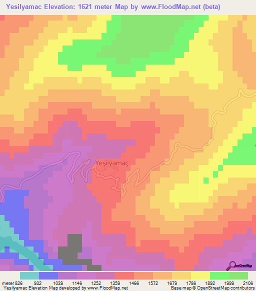 Yesilyamac,Turkey Elevation Map