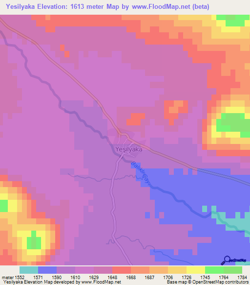 Yesilyaka,Turkey Elevation Map