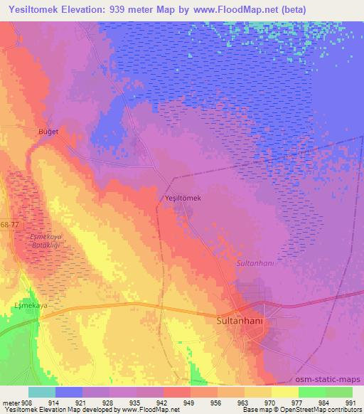 Yesiltomek,Turkey Elevation Map