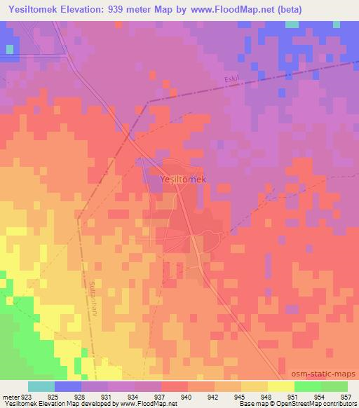 Yesiltomek,Turkey Elevation Map