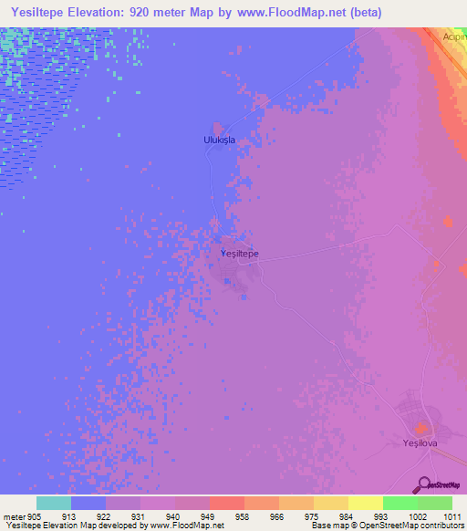 Yesiltepe,Turkey Elevation Map