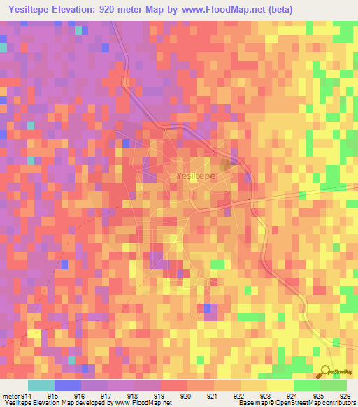 Yesiltepe,Turkey Elevation Map