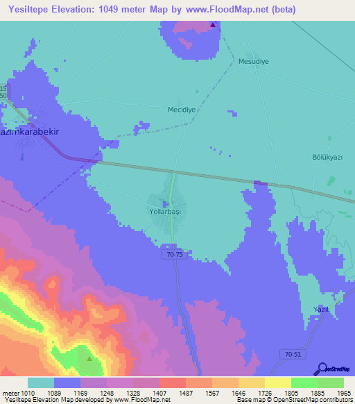 Yesiltepe,Turkey Elevation Map