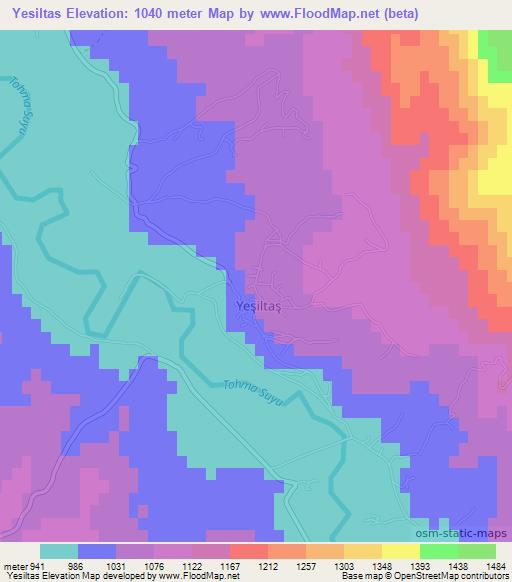 Yesiltas,Turkey Elevation Map