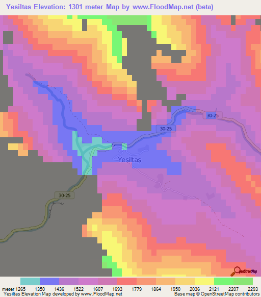 Yesiltas,Turkey Elevation Map