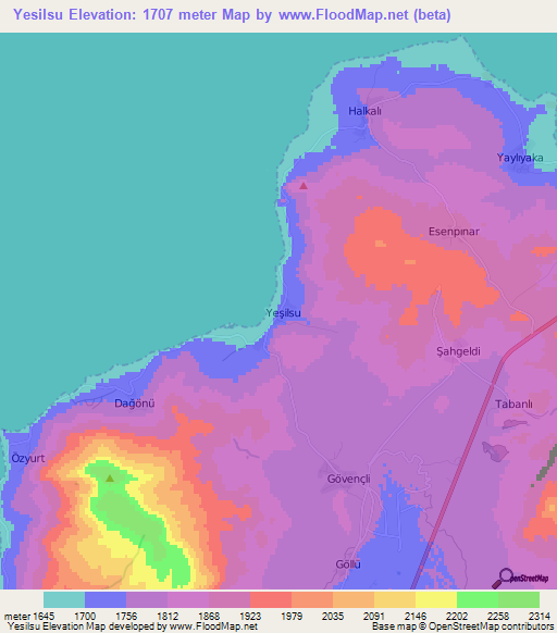 Yesilsu,Turkey Elevation Map