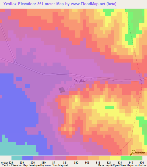 Yesiloz,Turkey Elevation Map