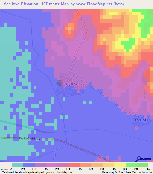 Yesilova,Turkey Elevation Map