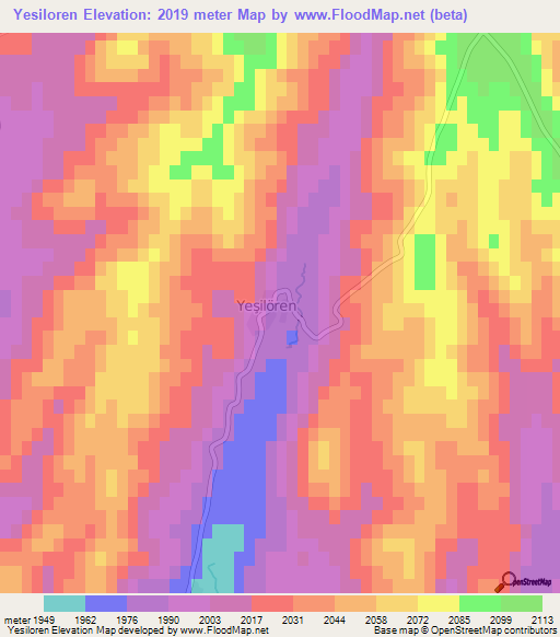 Yesiloren,Turkey Elevation Map