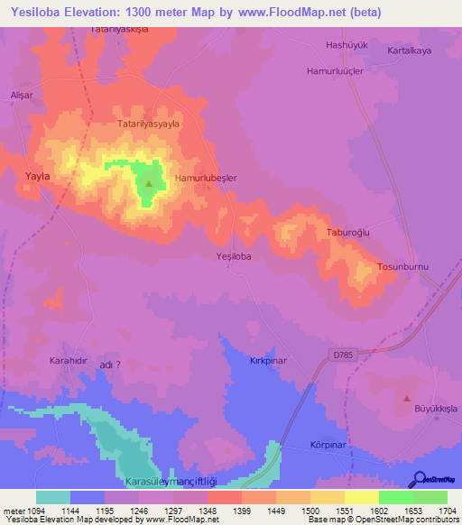 Yesiloba,Turkey Elevation Map