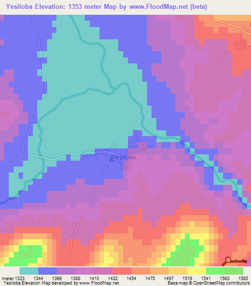 Yesiloba,Turkey Elevation Map