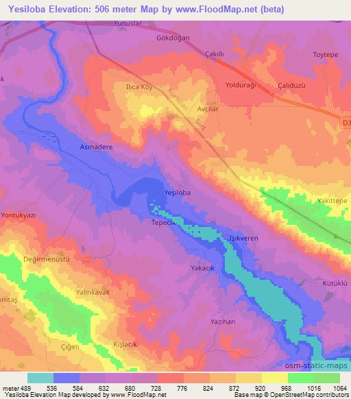 Yesiloba,Turkey Elevation Map