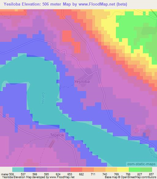 Yesiloba,Turkey Elevation Map